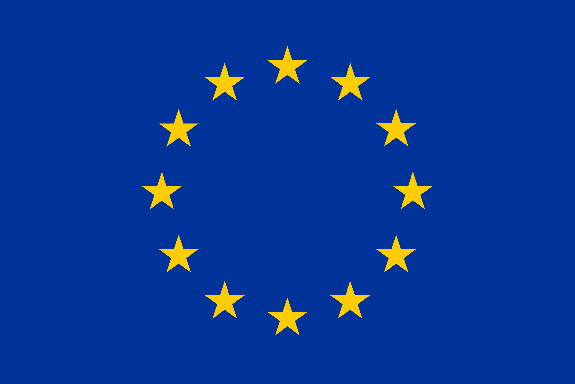 Eu-Flagge, blauer Hintergrund mit zwölf Sternen in einem Kreis angeordnet
